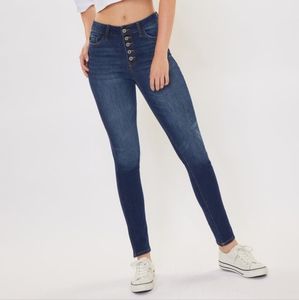 Kancan Candice high rise curvy button fly super skinny jean